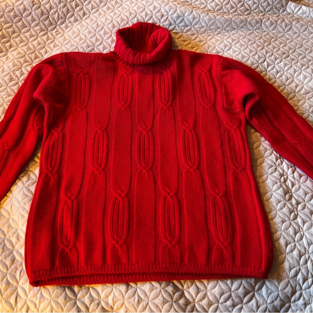 Wool/Angora Red Turtleneck Sweater